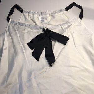 LOFT White Tank with Black Bow Detail